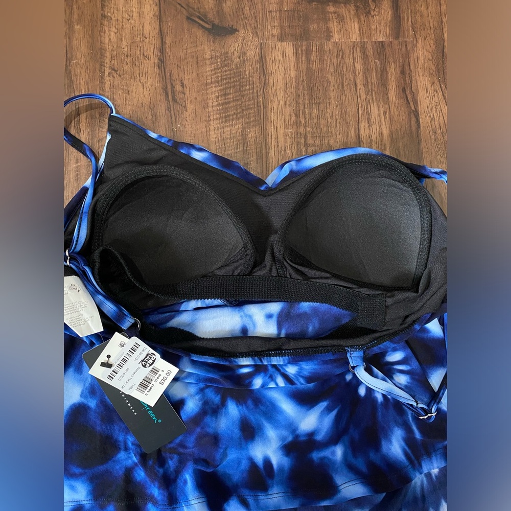Women's UPF 50 Tiered Tankini Top - Aqua Green - Picture 6 of 6